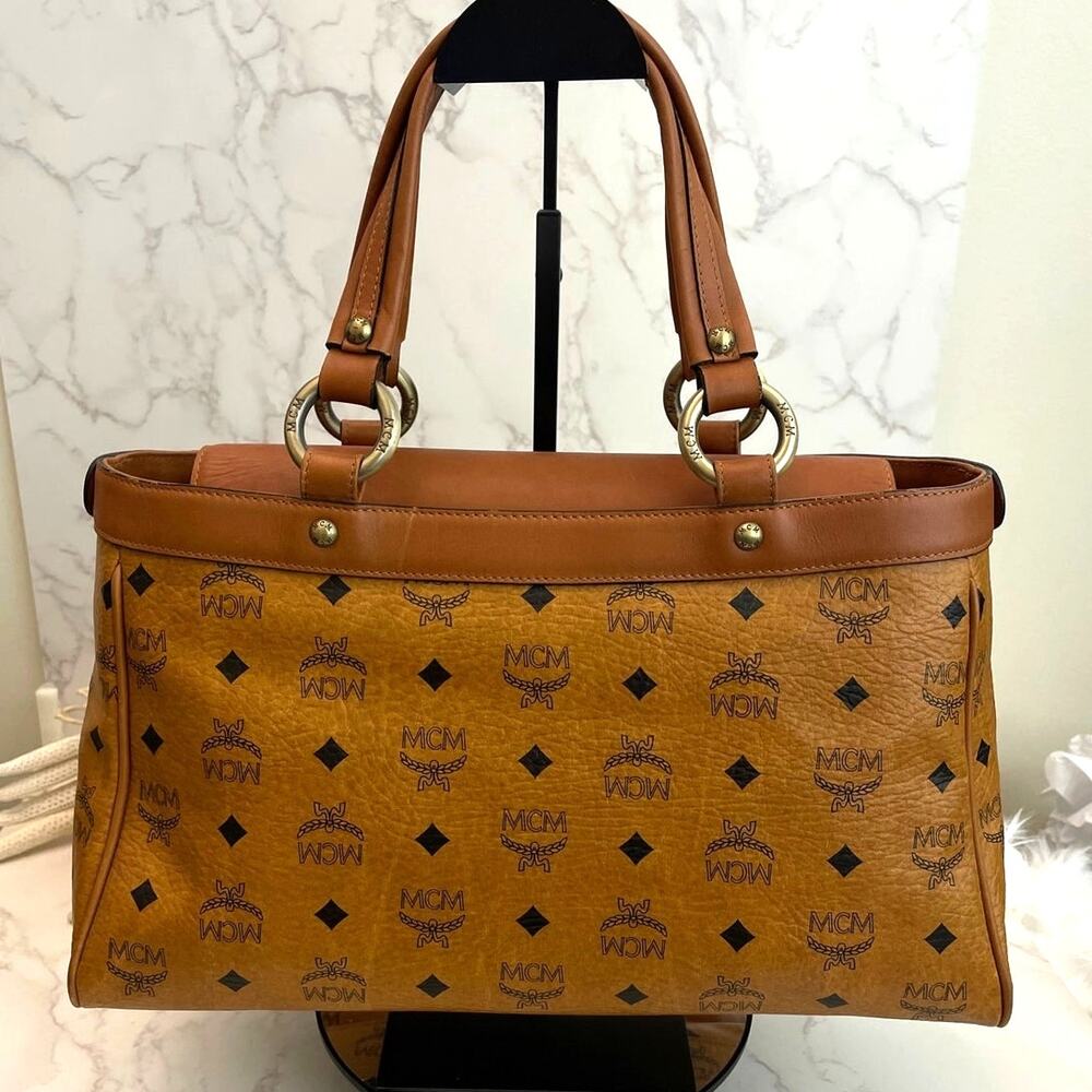 MCM Vintage Top Handle Satchel / Tote Cognac Visetos Monogram Pre-Owned - Picture 4 of 13